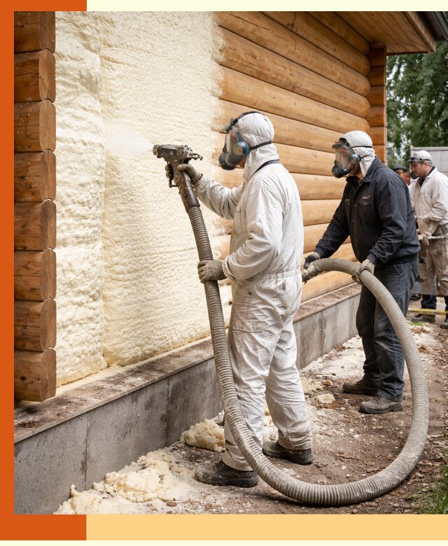 Утепление дома из бруса пенополиуретаном в Елабуге