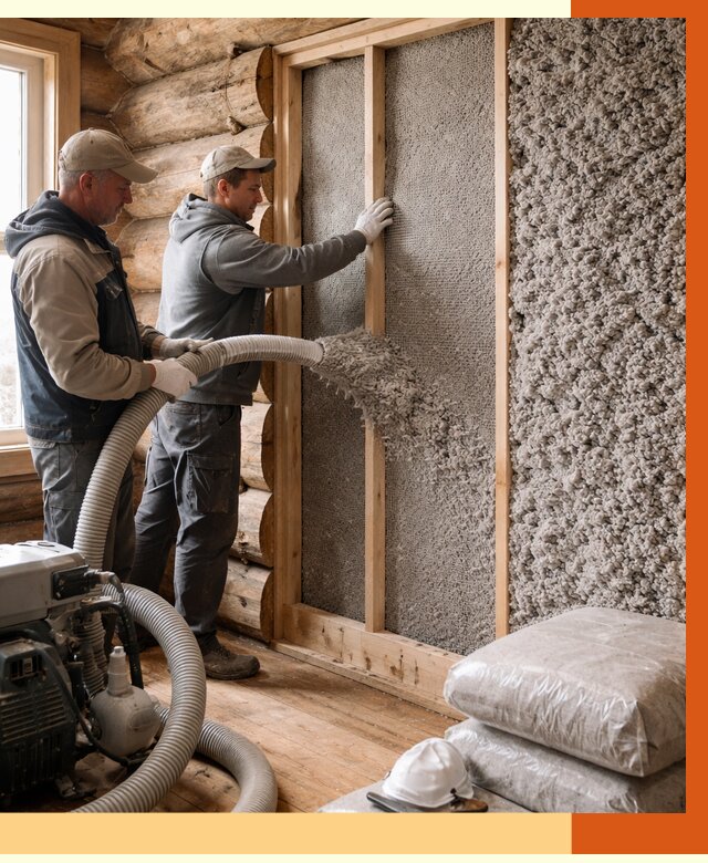 Утепление бревенчатого дома эковатой в Елабуге от 2785 руб. | ТепломастерЛбг