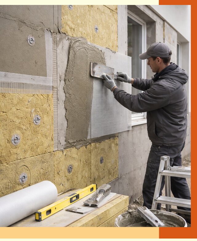 Утепление фасада под штукатурку в Елабуге от 4254 руб/м2 — монтаж пенопластом и минватой | ТепломастерЛбг