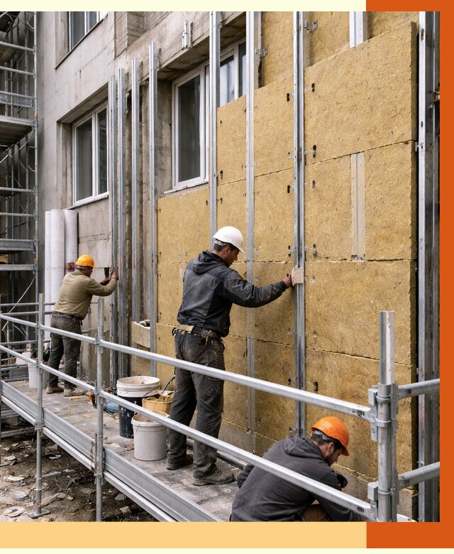 Утепление вентилируемого фасада в Елабуге от 5672 руб/м2 — монтаж и утепление вентфасад | ТепломастерЛбг