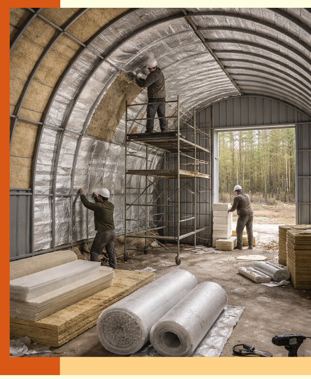 Утепление арочного ангара под ключ в Елабуге