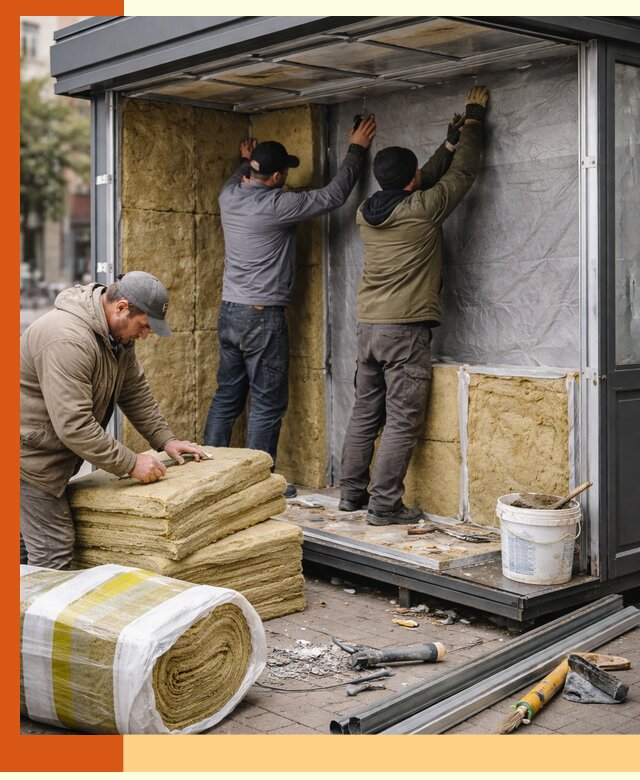 Утепление павильона шаурмы под ключ в Елабуге