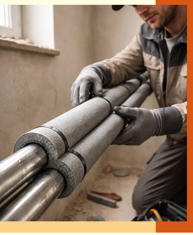 Утепление труб отопления в Елабуге от 2886 руб. за м² — услуги под ключ | ТепломастерЛбг