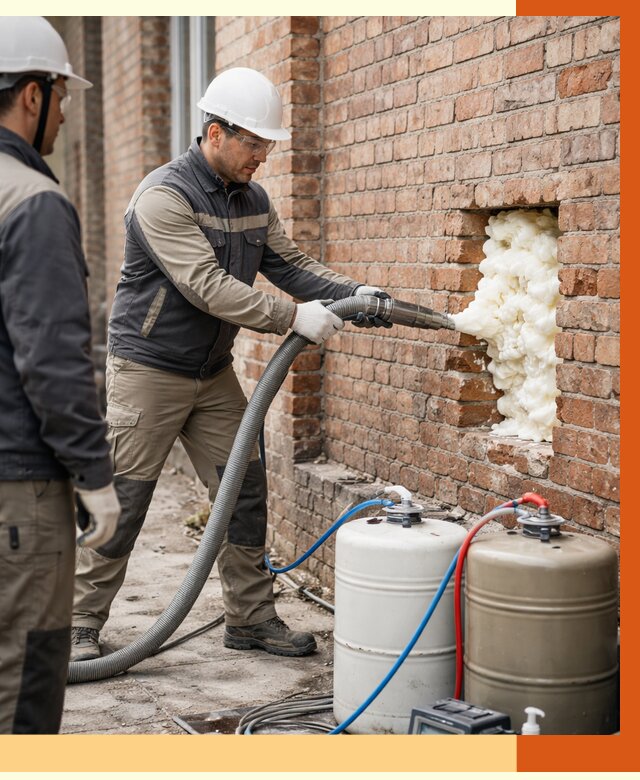 Заливка ППУ в пустоты кирпичной стены в Елабуге от 2785 руб. | ТепломастерЛбг