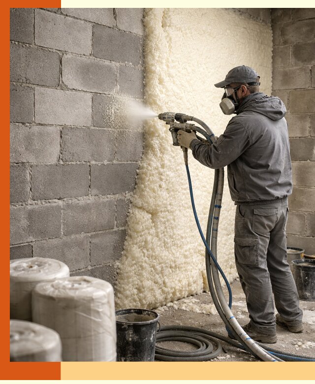 Утепление блочной стены ППУ в Елабуге качественно и надёжно