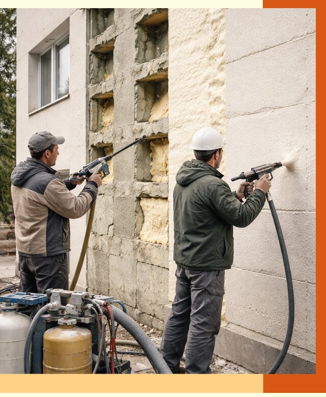 Заполнение пустот фасада в Елабуге от 4558 руб. — утепление пустот облицовки | ТепломастерЛбг