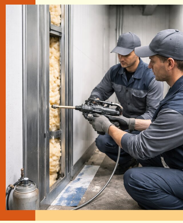 Заполнение пустот холодильных панелей в Елабуге специализированной пеной