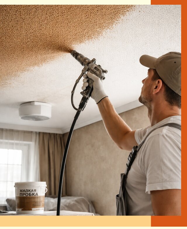 Утепление потолка жидкой пробкой в Елабуге от 3545 руб. | ТепломастерЛбг