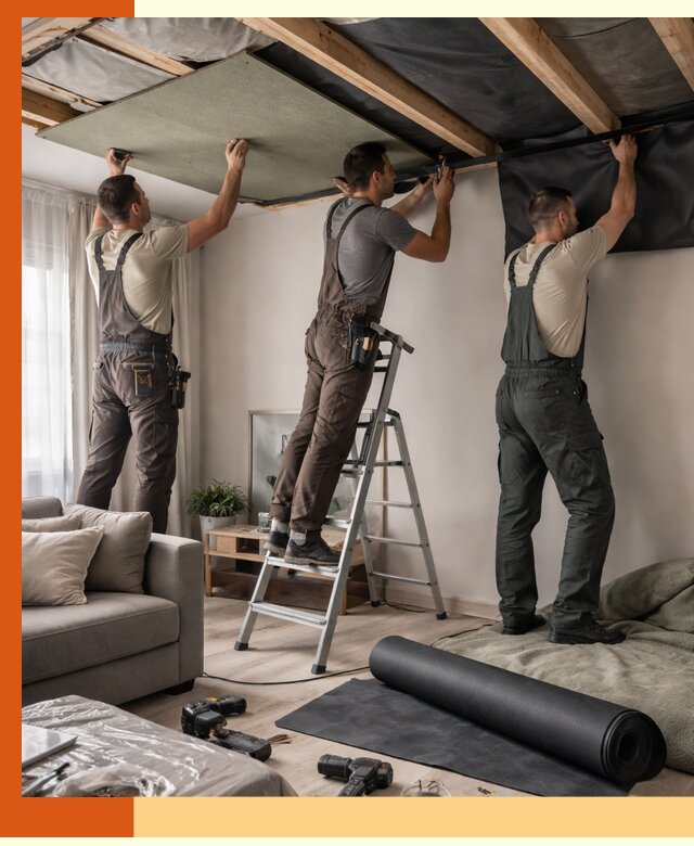 Шумоизоляция потолка в Елабуге — профессиональное устранение шумов