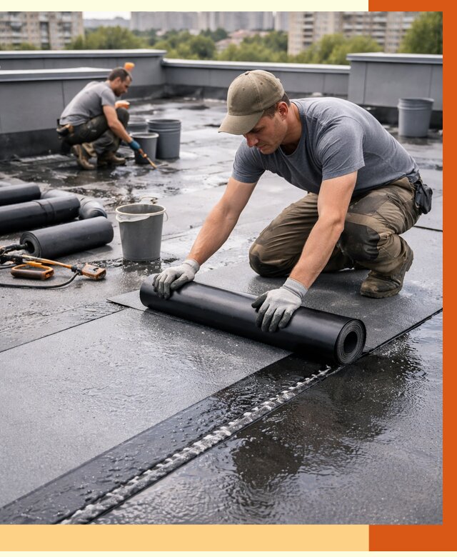 Гидроизоляция плоской кровли в Елабуге от 4558 руб./м2 — профессионально | ТепломастерЛбг