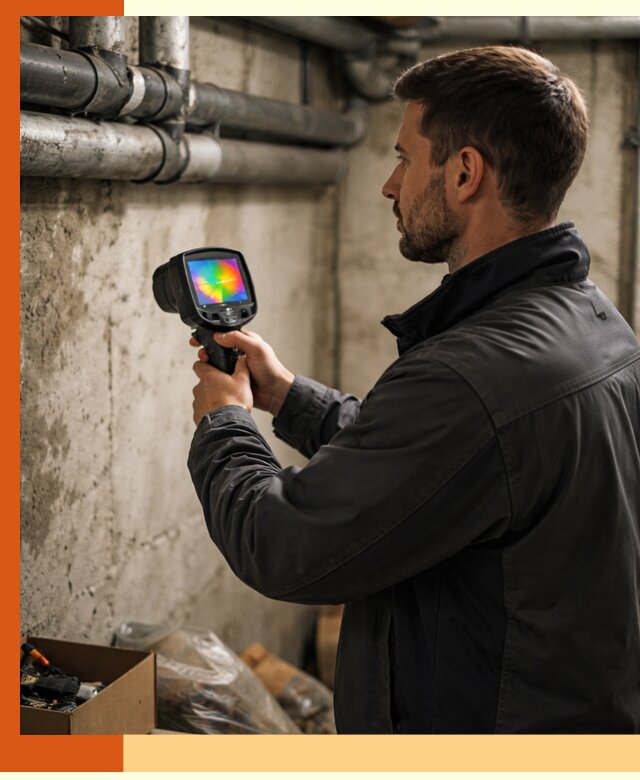 Тепловизионное обследование подвала в Елабуге для поиска утечек тепла