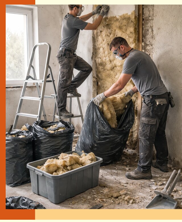 Демонтаж старого утеплителя и вывоз отходов в Елабуге