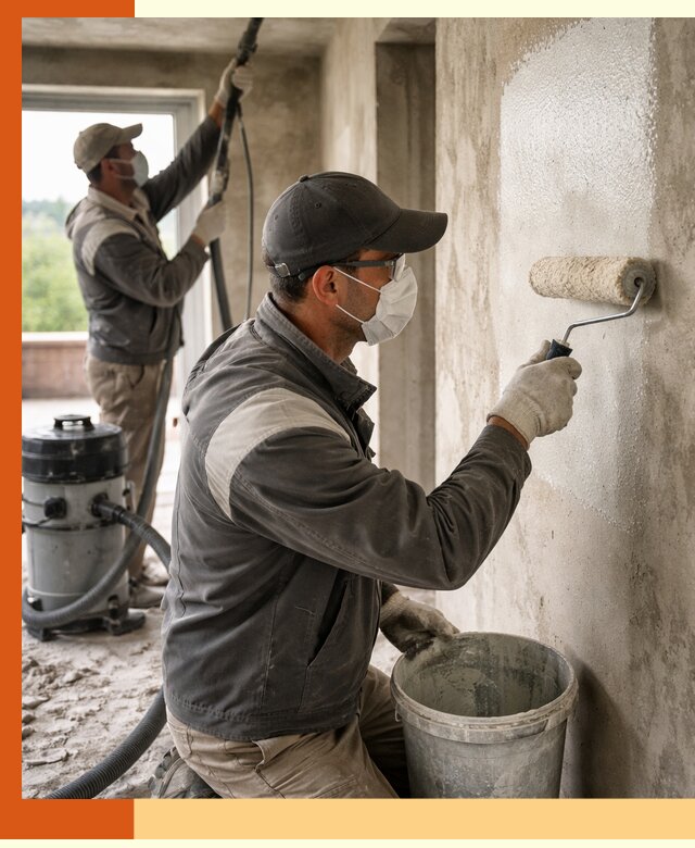 Подготовка поверхности под напыление утеплителя в Елабуге